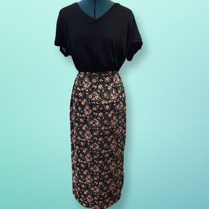 Black Floral 90s Skirt